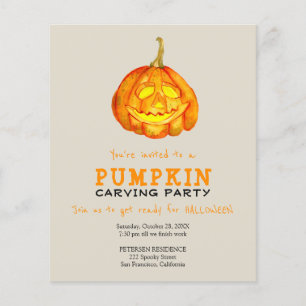Budget Halloween pumpkin carving party invitation