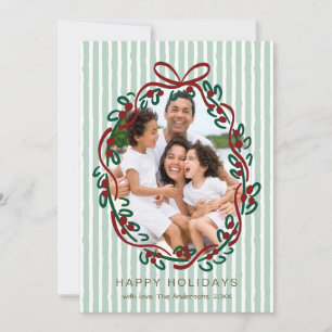 Budget Hand Drawn Christmas Bow Frame Photo Holiday Card