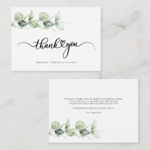 Budget Hand-Lettered Eucalyptus Wedding Thank You  Card