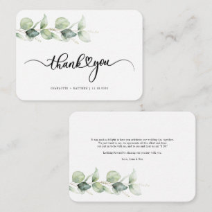 Budget Hand-Lettered Eucalyptus Wedding Thank You Card