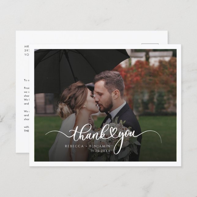 Budget Hand-Lettered Wedding Photo Thank You (Front/Back)