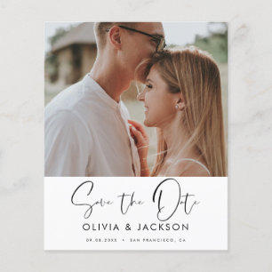 Budget Hand Lettered White Save the Date Photo