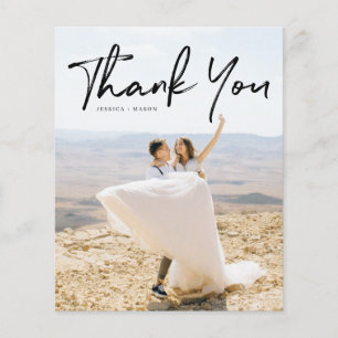 Budget Hand Lettering Photo Wedding Thank You Card