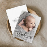 Budget Handwritten Photo Baby Thank You Card<br><div class="desc">This photo baby thank you note features modern calligraphy thank you in black (editable colour) with large customer photo. The interior includes a generic thank you message that you can personalize for each guest or remove it altogether if you prefer to hand right your thank you. Click edit to customize....</div>