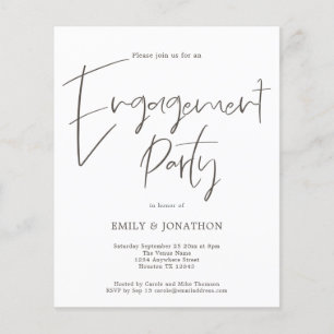 Budget Handwritten Script Engagement Party Invite