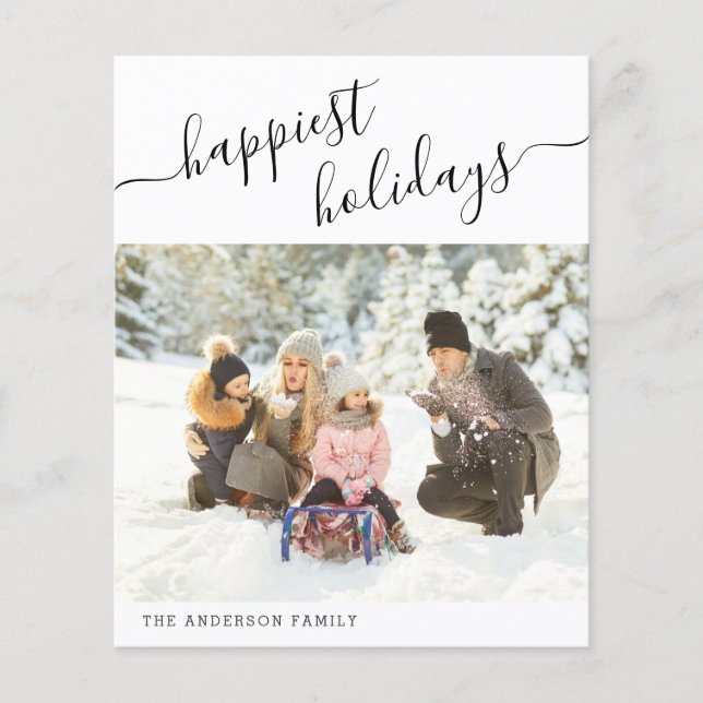 Budget Happiest Holiday Modern Minimal 2024 Photo Flyer (Front)