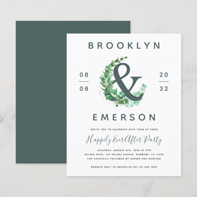 Budget Happily Ever After Wedding Reception Invite (Front/Back)