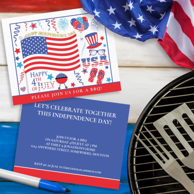 Budget Happy 4th July Red White Blue Invitation (Creator Uploaded)