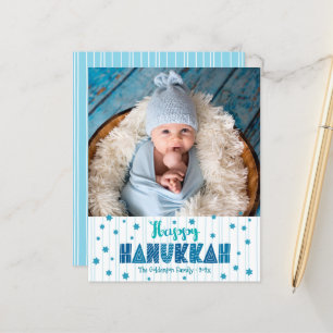 Budget Happy Hanoukka Photo Blue Stars Carte moder