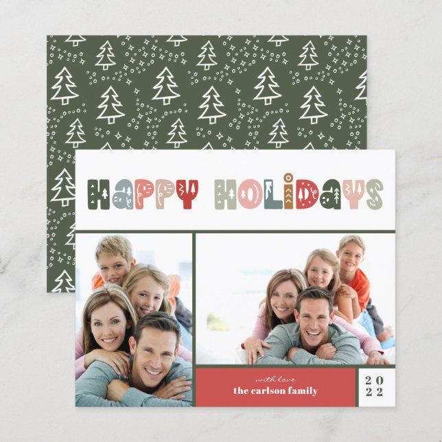 Budget Happy Holidays Christmas Photo Holiday Card (Front/Back)