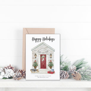 Budget Happy Holidays Country Home Christmas Card 