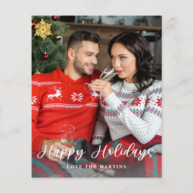 Budget Happy Holidays Fun Script Photo Vertical Flyer (Front)