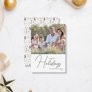 Budget Happy Holidays Modern Photo Christmas Card