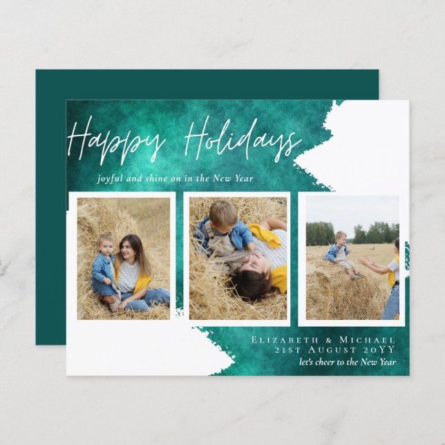 Budget Happy Holidays Photo Cards Abstract Modern (Front/Back)