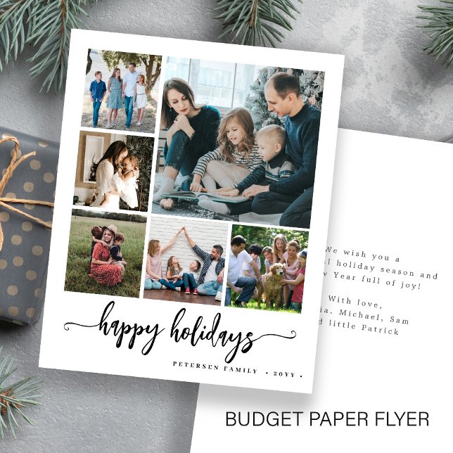 Budget happy holidays photo collage greeting Card (Creator Uploaded)