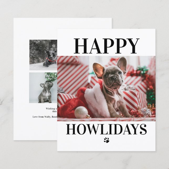 BUDGET Happy Howlidays Dog Christmas 5 Photo Card (Front/Back)