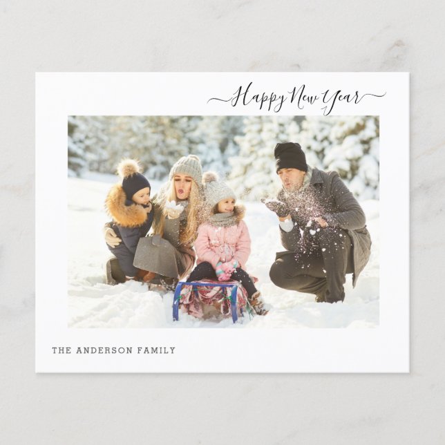 Budget Happy New Year 2 Photo Holiday Card (Front)