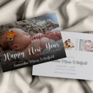 Budget Happy New Year Baby Birth Announcement Card