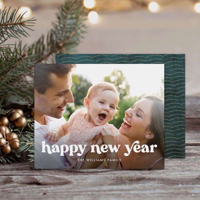 Budget Happy New Year Simple 1 Photo Card (Creator Uploaded)