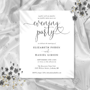 Budget Heart Script Evening Party Wedding Invite