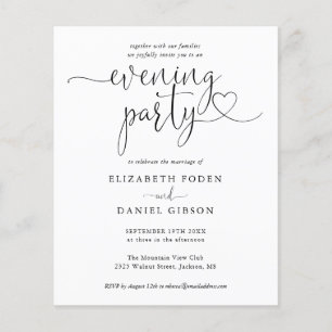 Budget Heart Script Evening Party Wedding Invite