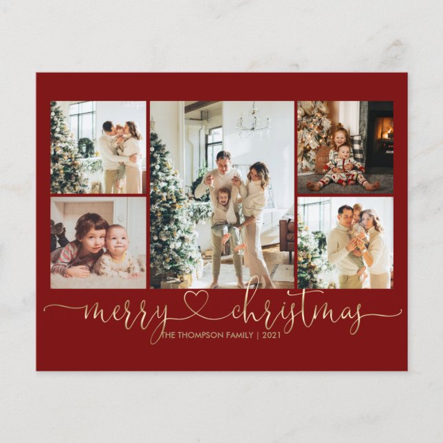 BUDGET Heart Script Gold Red Christmas 5 Photo (Front)