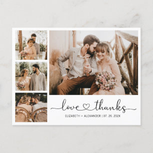Budget Heart Script Wedding Thank You Postcard
