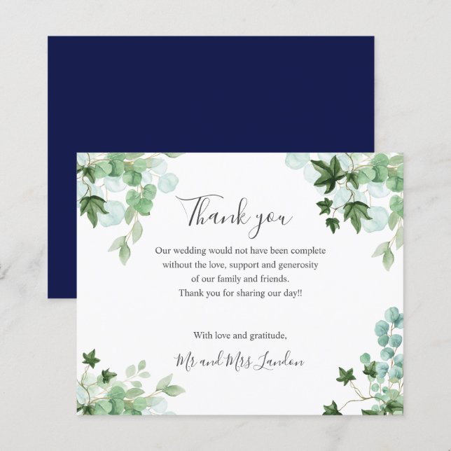 BUDGET Hedera Ivy feuille MARIAGE merci (Devant / Derrière)