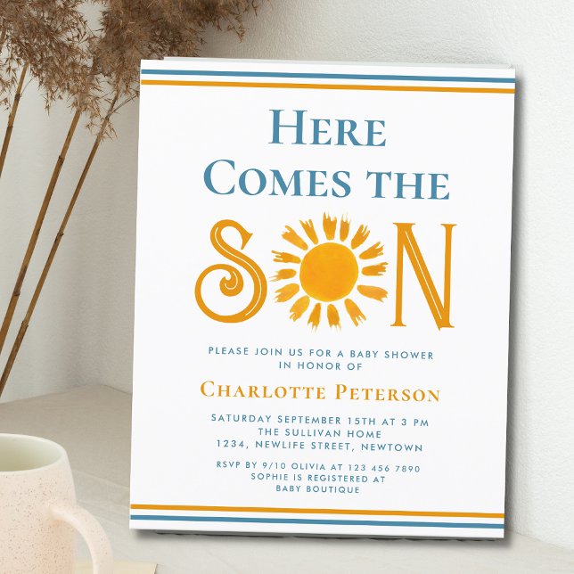 Budget Here Comes The Son Baby Shower Invitation  (Creator Uploaded)