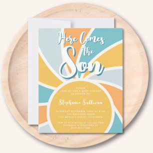 Budget Here Comes The Son Baby Shower Invitation