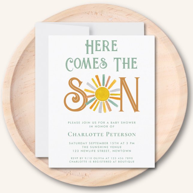 Budget Here Comes The Son Baby Shower Invitation (Creator Uploaded)
