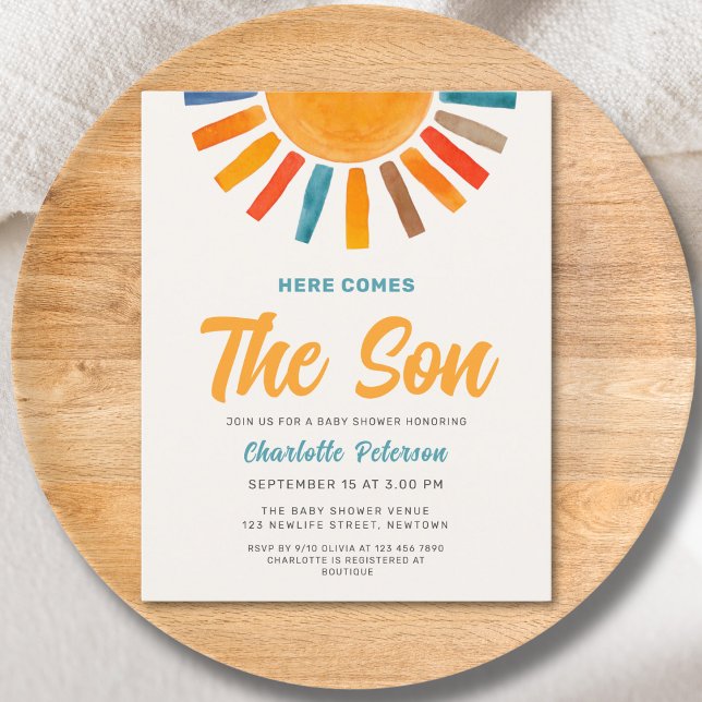 Budget Here Comes the Son Baby Shower Invitation (Creator Uploaded)