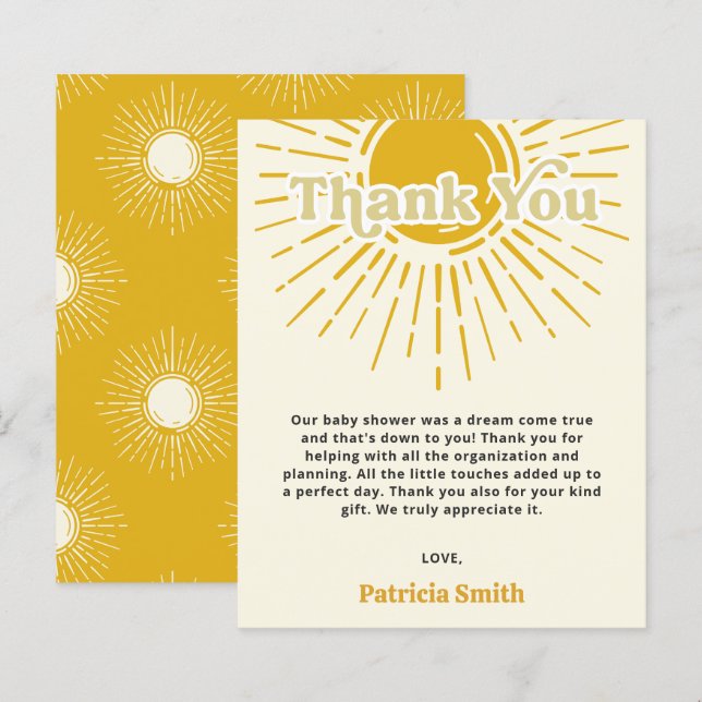 Budget Here comes the son baby shower Thank You (Front/Back)