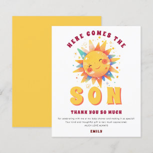 Budget Here Comes The Son Baby Shower Thank You