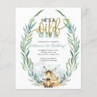 Budget He's A Wild One First Birthday Invitation