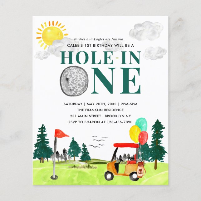 Budget Hole In One Golf First Birthday Par-Tee (Front)