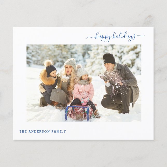 Budget Holiday 2 Photo Modern Minimal 2024 Card (Front)