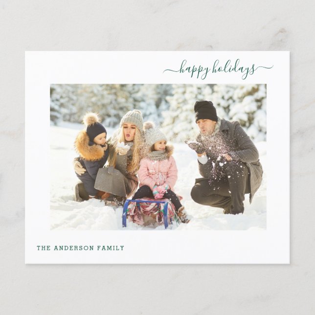Budget Holiday 2 Photo Modern Minimal 2024 Card (Front)