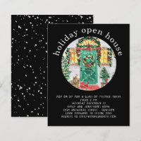 Budget Holiday Open House Party Black Invite