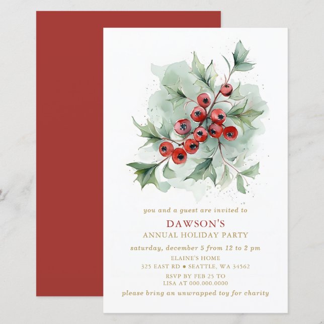 Budget Holly Botanical Corporate Christmas Party  (Front/Back)