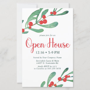 Budget Holly Company Open House Party Invitation