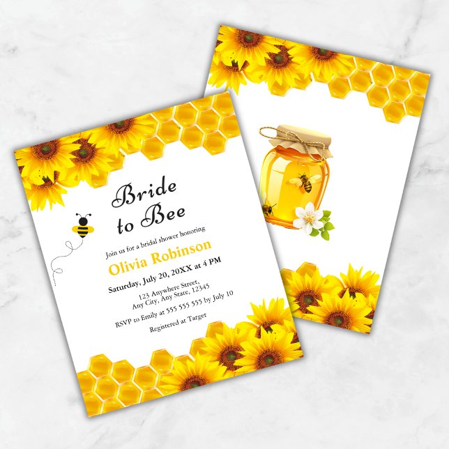 Budget Honey Bride to Bee Bridal Shower Invite  (Budget Yellow Floral Honey Bride to Bee Bridal Shower Invitation )