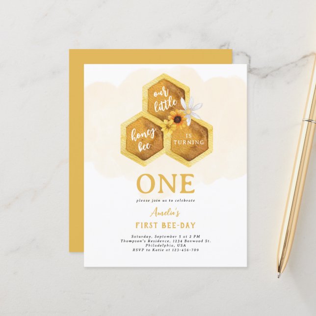  Budget Honeycomb Sunflower Bee First Birthday (Front/Back In Situ)