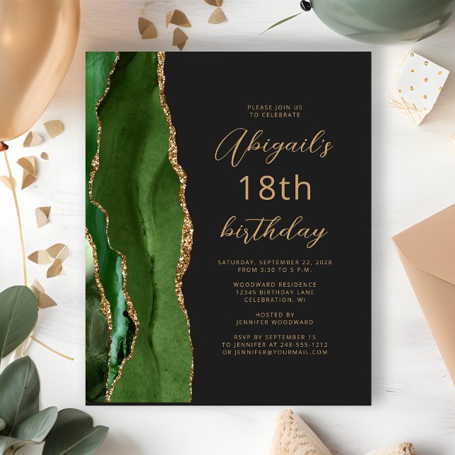 Budget Hunter Green Agate Script 18th Birthday (Creator Uploaded)