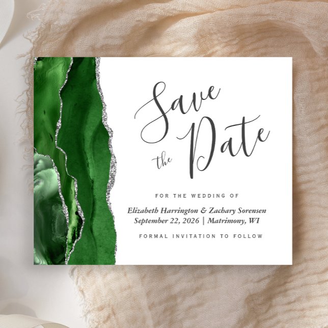Budget Hunter Green Silver Agate Save the Date (Creator Uploaded)