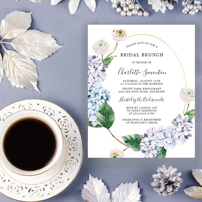 Budget Hydrangea Rose Bridal Brunch Invitation (Creator Uploaded)