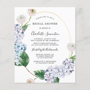 Budget Hydrangea Rose Bridal Shower Invitation
