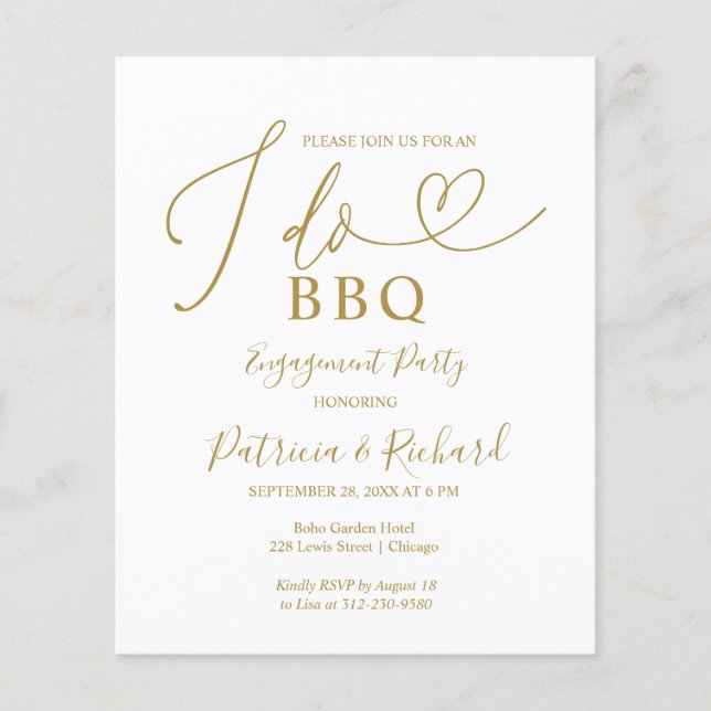 Budget I DO BBQ Engagement Party Announcement (Front)