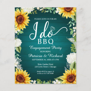 Budget I Do BBQ Rustic Engagement Party Invitation