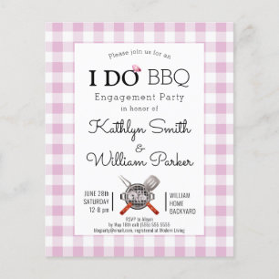 BUDGET I DO Engagement Pink Plaid BBQ Invitation